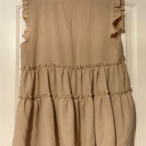 Ruffled Tan Sleeveless Dress